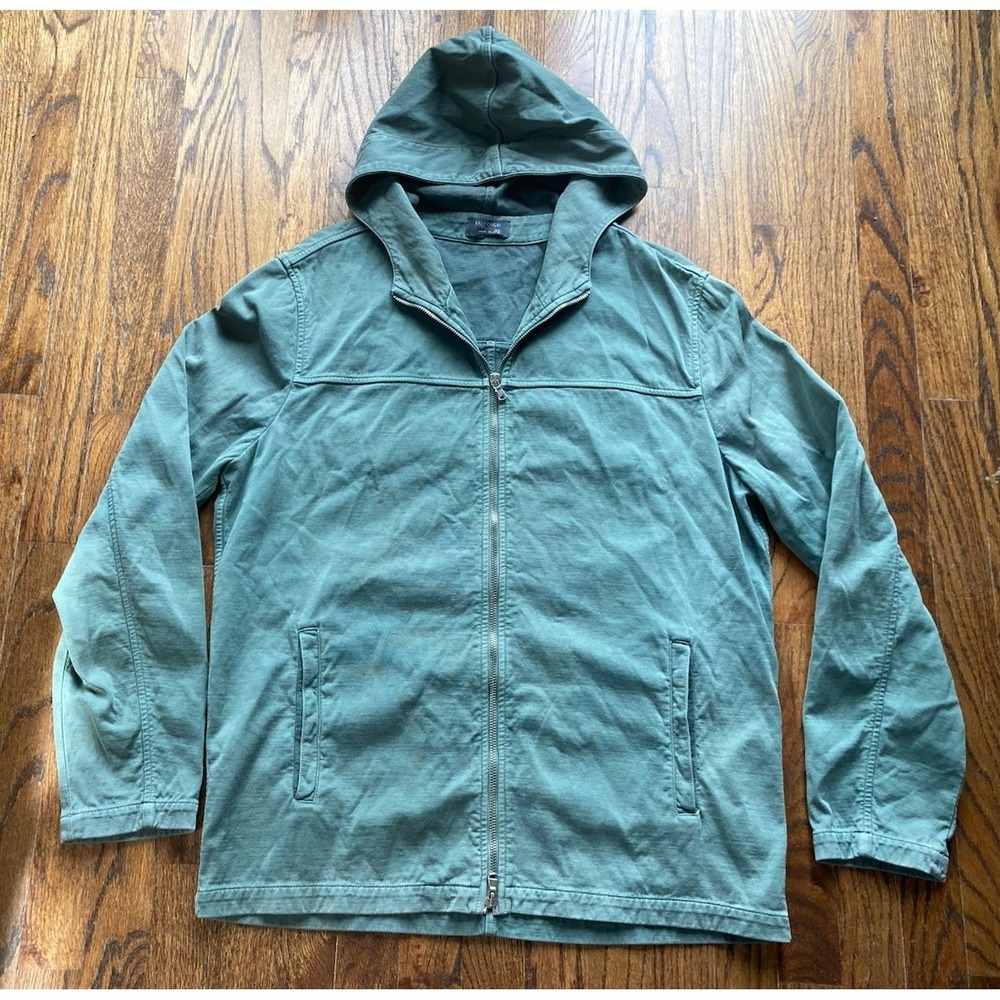 Falconeri Hooded Jacket Mens 2XL 44 Green Cotton Made In Italy Full Zip Casual
